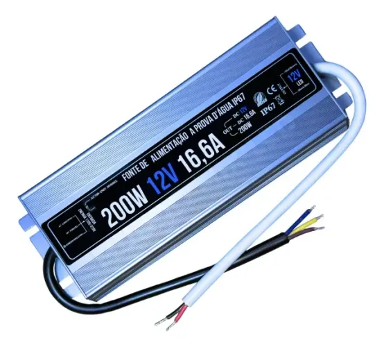 Fonte Blindada 200w 12v 16a Bivolt Para Neon Fita Led Ip67