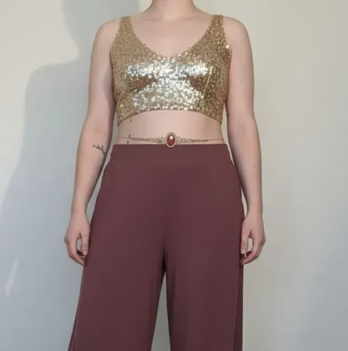  Macramê com Pedra Jaspe -  Pode Ser Usado Como Umbigueira, Chocker ou Headband