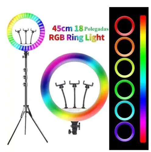Ring Light Oberon OR-PL14R - Iluminação LED RGB 14? com Suporte para Celular