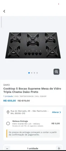 Vendo Cooktop Dako 5 bocas nunca usado.