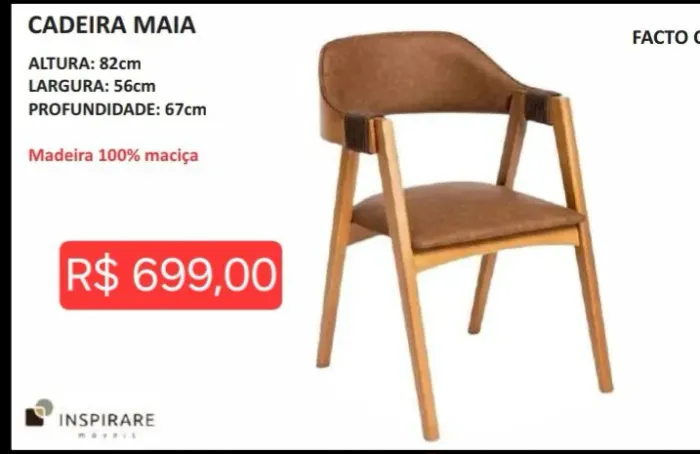 Cadeira Maia nova (leia a descrição)