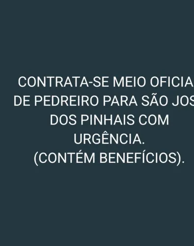 CONTRATA-SE MEIO OFICIAL DE PEDREIRO