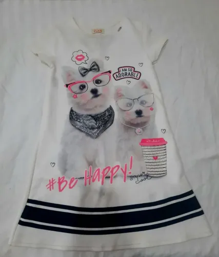 Vestido cachorrinhos com brilho - 12 anos