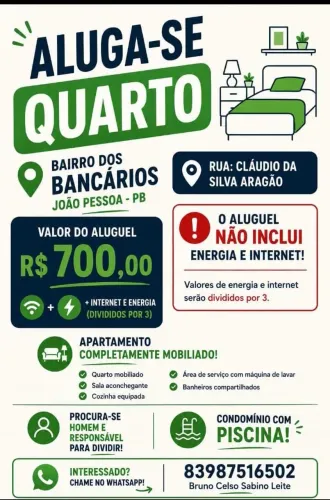 Aluguel de quarto nos Bancários