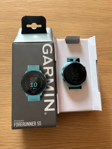 Garmin Forerunner 55 Azul Turquesa - NOVO!!! 3 Pulseiras + Plug USB + Película Case. 