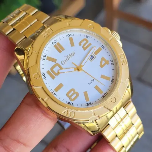 Relógio Masculino Condor Dourado CO2115KUQ Calendário Quartzo