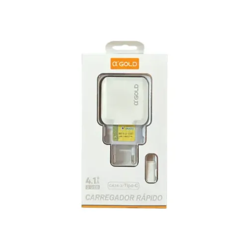 Kit carregador rápido 4.1A 2USB Tipo C AGOLD CA16-3