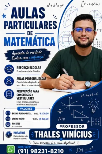 AULAS PARTICULARES DE MATEMÁTICA (Em domicílio) 