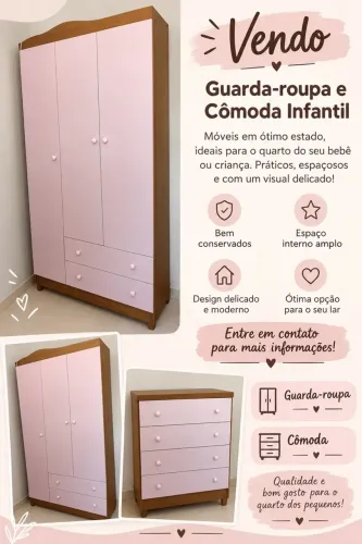 Guarda roupa e cômoda infantil
