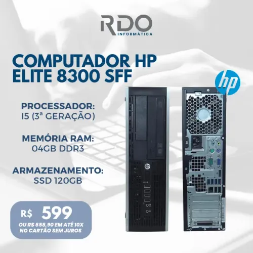 PC HP Elite 8300 SFF i5 3ª 4GB SSD 120GB para Loja e Caixa