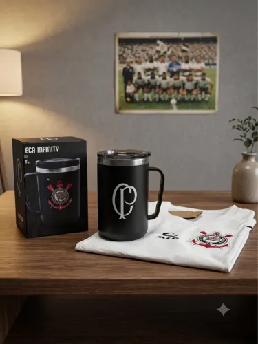Camisa Corinthians + caneca térmica