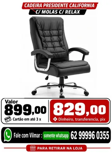 cadeira escritorio giratoria presidente com molas super confortavel ( novo )