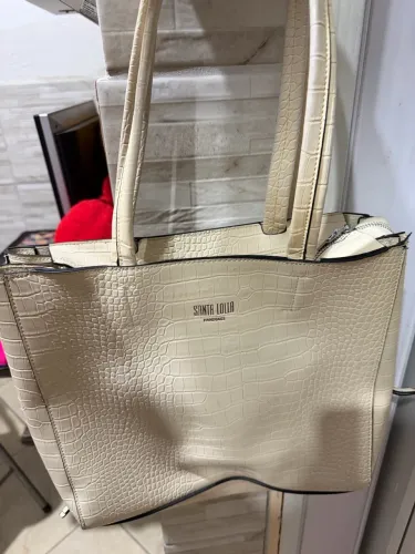 Bolsa Santa Lolla Croco Off-White