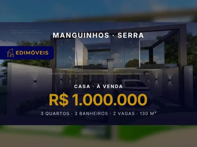 Manguinhos: Casa 3 suítes, alto padrão e área gourmet, perto da Praia de Manguinhos