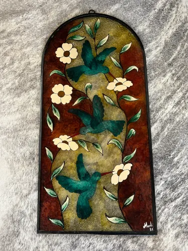 Artesanato pintura em vidro