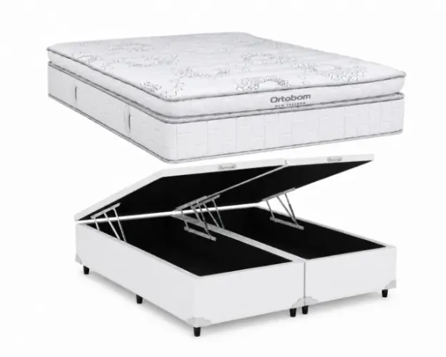 BAU BIPARTIDO CORINO BRANCO + COLCHÃO NEW FREEDOM MOLAS ENSACADAS