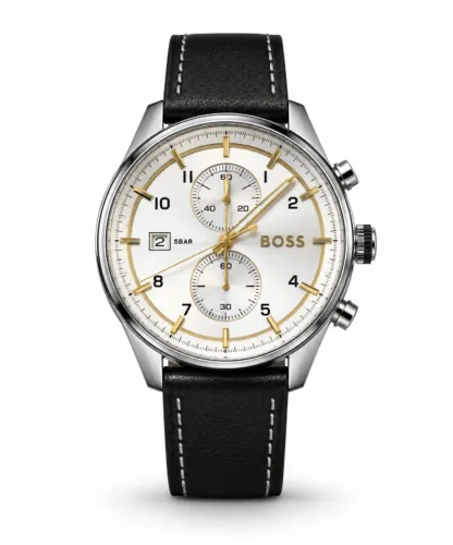 Relógio Masculino BOSS Navigator 1513495 44 mm Pulseira de Couro Marrom - Novo na Caixa