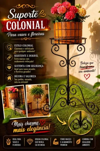 Tripé para plantas e jardim