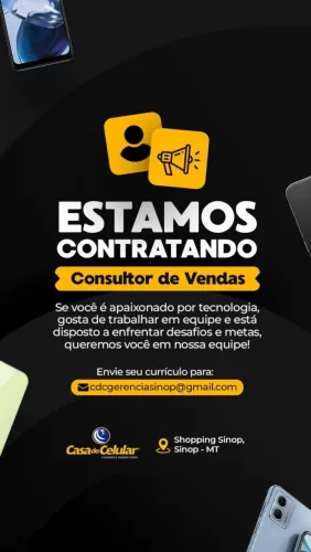 Vaga para consultor de vendas