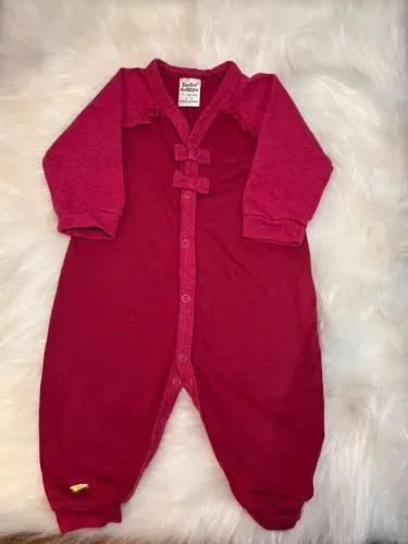 Macacão Bebê Feminino Rosa com Laços