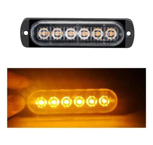 Luz Alerta Strobo Lateral 6 LEDs Âmbar Carro Moto Barco - 1 un.