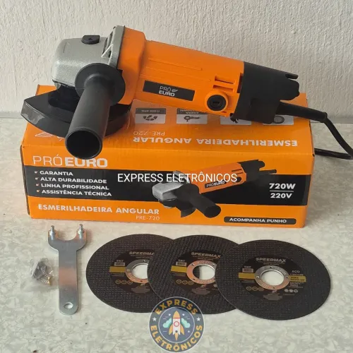 ESMERILHADEIRA LIXADEIRA PRO-EURO 720W POTENTE NOVA KIT COM 3 DISCOS