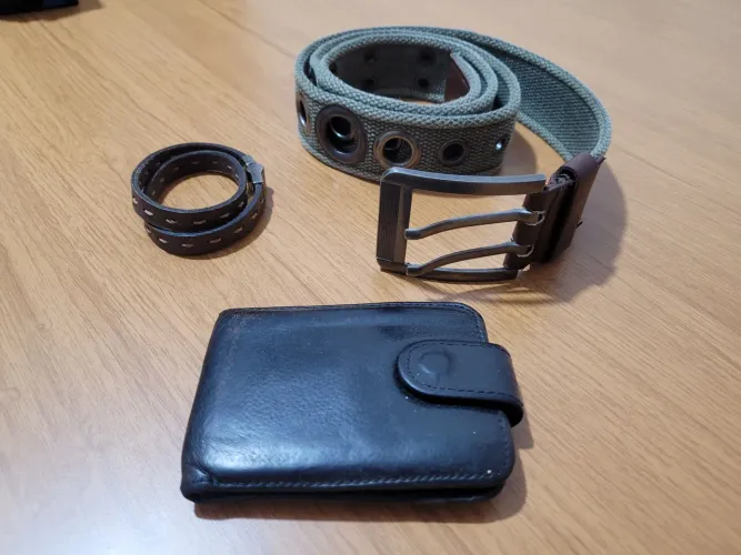 Kit Carteira Cinto Masculino Pulseira