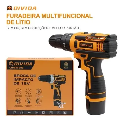 Furadeira de impacto 18V DIVIDA - Potência máxima com bateria X1