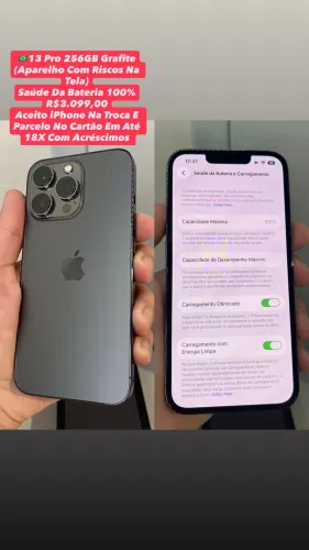 iPhone 13 Pro 256GB Grafite ( Aparelho Com Riscos Na Tela ) Usado