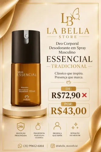 Deo Desodorante Corporal Masculino Essencial Tradicional 100ml
