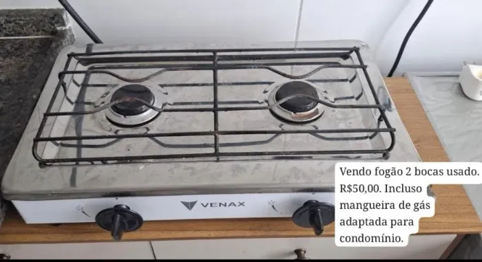 Fogão 2 bocas usado. Motivo: Ganhei um fogão