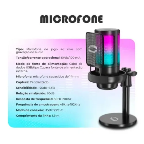 Microfone Condensador Tipo C Profissional