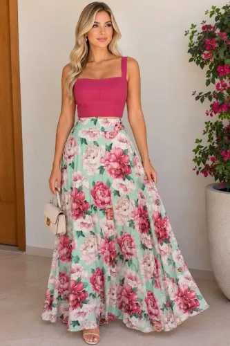 Conjunto M ( Croped + saia plissada)