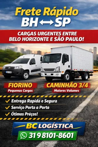 FRETE BH x SP | COLETA E ENTREGA EXPRESSA