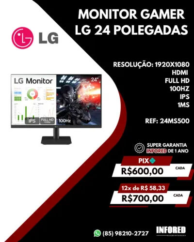 Monitor Gamer LG 24" Full HD IPS 100Hz