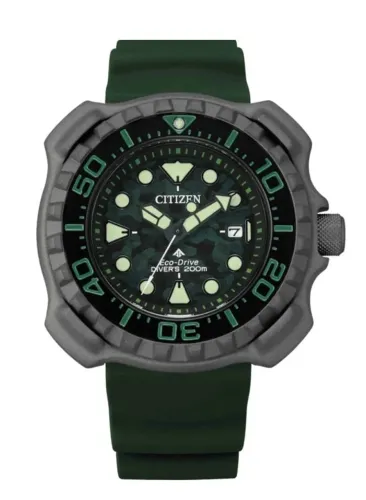 Relógio citizen tuna verde bn0228 titanium novo