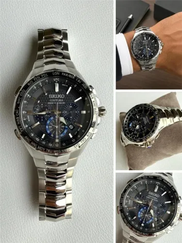 Relógio Seiko Cronógrafo Solar World Time Safira - Masculino