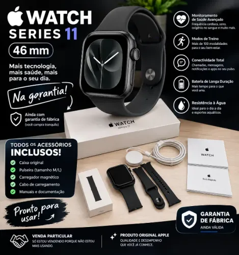 VENDO APPLE WATCH SERIE 11 46MM COM CAIXA E GARANTIA APPLE AINDA