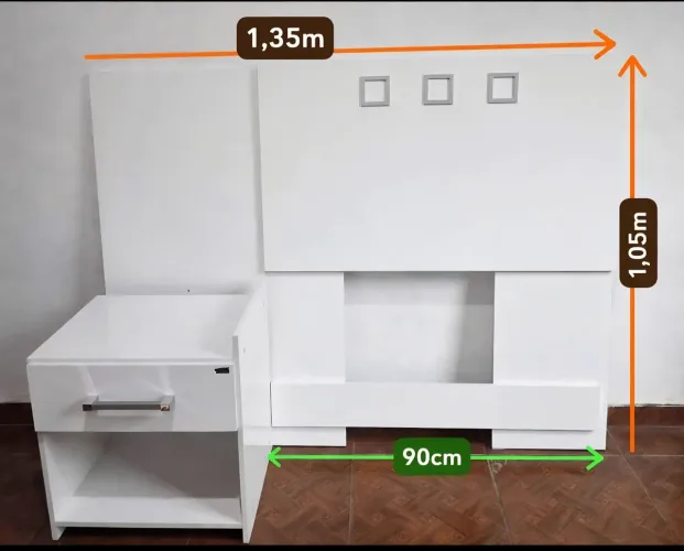 Cabeceira para Cama Box de Solteiro com Mesa de Apoio - Santos Andirá | Branca
