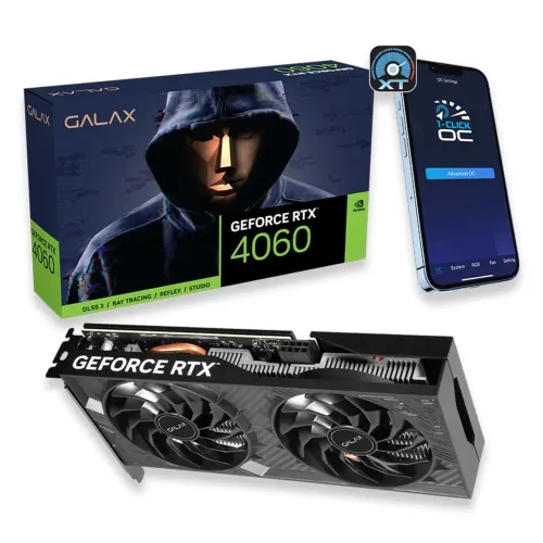 Placa de Vídeo Galax RTX 4060 8GB GDDR6 - Dual Fan - 1-Click OC