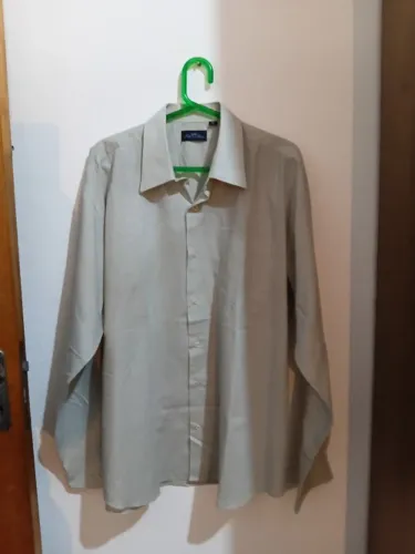 camisa social manga longa cinza 44