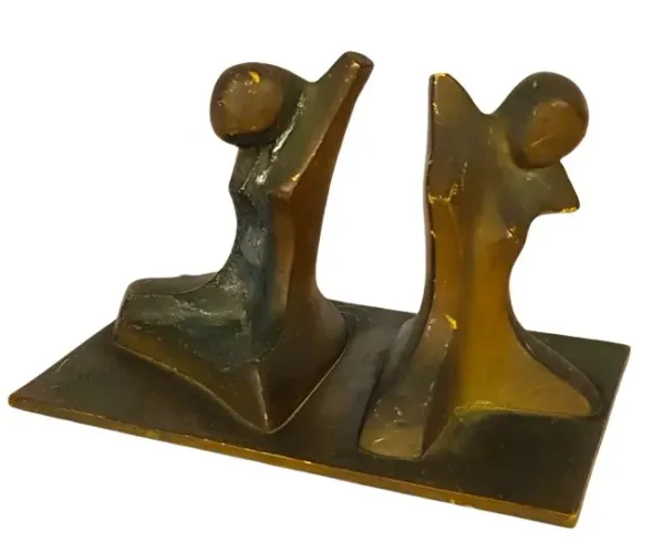 Par em única escultura bronze maciço "troncos femininos" base retangular também em bronze