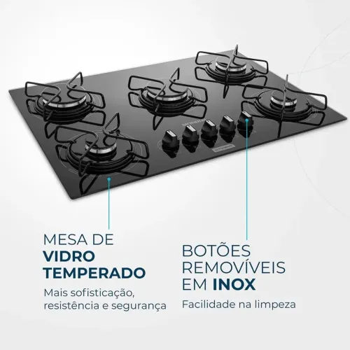 Fogão cooktop 5 bocas