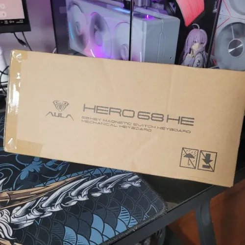 Teclado magnético Aula Hero 68 HE - Branco, Side Engraved, Switch Black Emperor, Lacrado