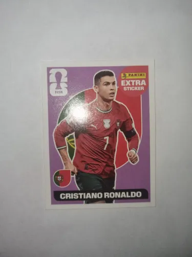 Figurinha Extra Sticker Cristiano Ronaldo Roxa - FIFA World Cup