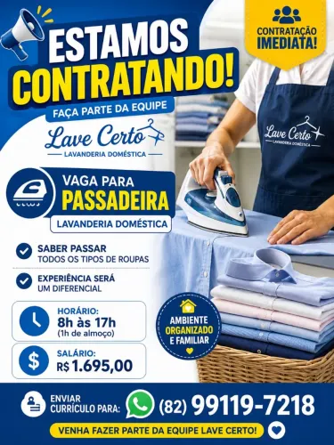 Lavanderia contrata passadeira 