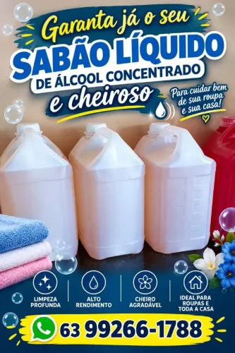 Adquira seu sabão líquido de álcool concentrado, cheiro agradável e eficaz para sua casa