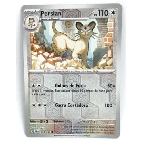 Carta 049/064 Pokémon TCG Original Copag Card Reverse Foil Persian Brilhante Holográfica