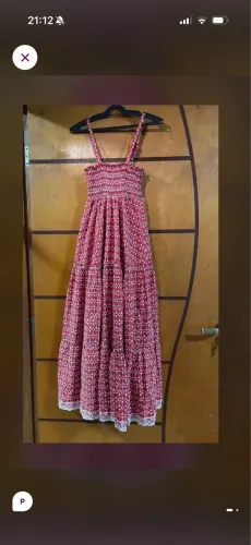 Vestido bardoh em laise vermelho tamanho p