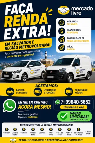 VAGA PARA AGREGADOS - MERCADO LIVRE | SALVADOR E REGIÃO METROPOLITANA